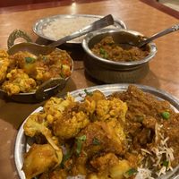 Aloo Gobi and Baignan Bharta  at Mantra Indian Cuisine & Spirits in Davenport