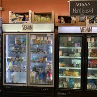 Vegan refrigerated section  at West Village Market and Deli in Asheville
