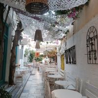 Lovely seating area outside at Jar in Syros
