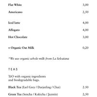 Menu at Les Filles Cafè in Barcelona