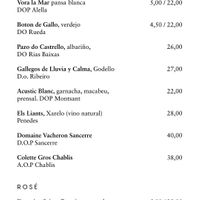 Menu at Les Filles Cafè in Barcelona