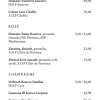 Menu at Les Filles Cafè in Barcelona