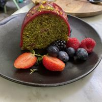 Matcha tea cake  at Les Filles Cafè in Barcelona