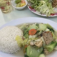 Rice and stir fry  at Quan Chay Khai Tam in Da Lat