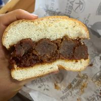 Half of vegan burnt end sandwich at 4 Rivers Smokehouse in Gainesville