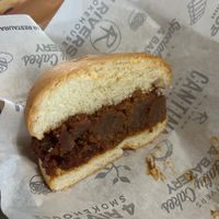 Half of vegan burnt end sandwich at 4 Rivers Smokehouse in Gainesville