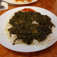 Spinach curry, because the eggplant curry was sold out at Kaschmir Tandoori - Q4 in Mannheim