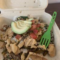Tempeh fajita bowl. Super delicious. Photo doesn’t do it justice! at Feel Good Smoothie Bar and Cafe in Oneonta