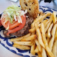 Impossible burger and fries at IAH -El Premio - Terminal E in Houston