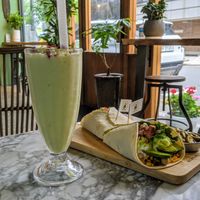 Avocado smoothie with my dinner. at Hola Avo - 홀라아보 in Seoul