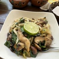 Udon noodles with shiitake mushrooms  at Yasmina's Itzalanyasayan in San Francisco