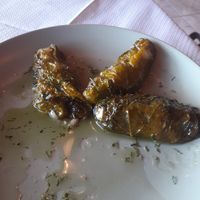 The vine leaves (half eaten😅) at Vakhos Taverna - Βάκχος Ταβέρνα in Delphi