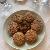 Grass pea croquettes with onion chutney   at Vakhos Taverna - Βάκχος Ταβέρνα in Delphi