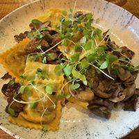 Wild mushroom & truffle ravioli   at Queens Head Hotel in Hawkshead