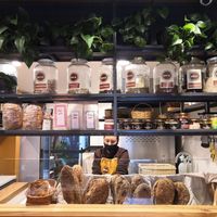 The bread is cut by hand at Bahji Bakery Rosales in Bogota