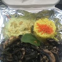 Mushroom curry with ginger rice (yum!) at Pearl of the Ocean in Santa Cruz