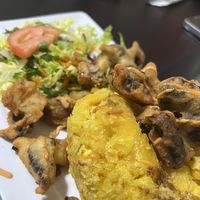 Mofongo with chicharrones de setas  at Antojitos Veganos in Bayamon