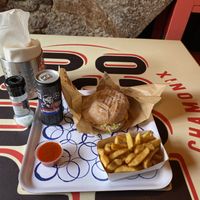 Burger and chips  at Poco Loco in Chamonix-mont-blanc