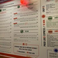 Menu  at Poco Loco in Chamonix-mont-blanc