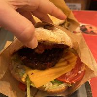 Vegan burger with vegan cheddar  at Poco Loco in Chamonix-mont-blanc