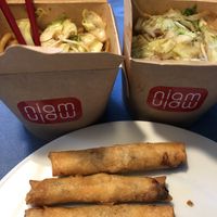 spring rolls and noodles at Niam Niam in Ljubljana