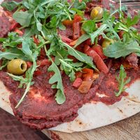 Flatbread baba gharouge at Dende in Leiden