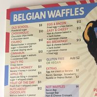 Waffle menu  at Waffle Monkey in George Town