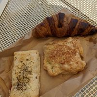 Some pastries: croissant, tosta mista & something at Moko Veggie Café - Alvalade in Lisbon