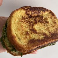 Savory French toast (vegan)  at Bloom Cafe in Staten Island