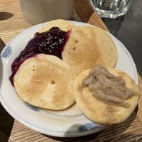 Vegan pikelets at Vegetable Dishes OKI @ IMU Hotel in Kyoto