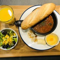 Foreign Vegan Breakfast. Tomato soup( it was too sweet for me), baguette (ok),  at Vegetable Dishes OKI @ IMU Hotel in Kyoto