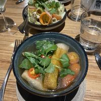 Clear soup made vegan   at Bluestone in Launceston