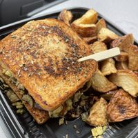 Jalapeno Burger Meal with Fried Red Potaotes (I added mayo)  at The Cul De Sac Kitchen in Indianapolis