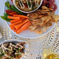 Hummus appetizer (hummus was not great) and BOMB cauliflower appetizer at Hydraulic Hearth in Buffalo