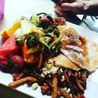 Tofu and garlic fris at Karine's in Toronto