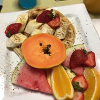 Peanut butter banana vegan waffle at Karine's in Toronto