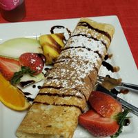 Vegan peanut butter and banana crépe at Karine's in Toronto