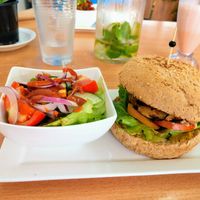 Whole-meal veggie burger at The Propolis Cafe in Suva