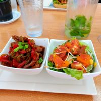 Braised tofu and salad at The Propolis Cafe in Suva