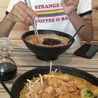 Ramen (top) and curry at Alice & Friends' Vegan Kitchen in Chicago