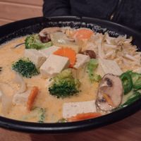 Tom Ka Noodles with tofu instead of shrimp at Alice & Friends' Vegan Kitchen in Chicago