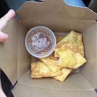 Crab Rangoon- tastes just like the real thing except better !  at Alice & Friends' Vegan Kitchen in Chicago