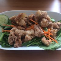 Can’t remember the name but mushroom poppers or something just get them they’re great  at Alice & Friends' Vegan Kitchen in Chicago