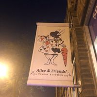 Love the sign! at Alice & Friends' Vegan Kitchen in Chicago