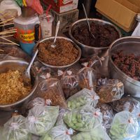 Spicy sauces at Art Aharn Jay in Bangkok