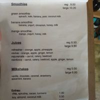 Drinks menu  at Yallingup General Store and Cafe in Yallingup