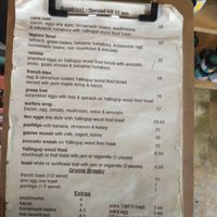 Breakfast menu  at Yallingup General Store and Cafe in Yallingup