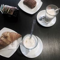 Soy latte, chocolate croissant and pain au chocolat at Naturalmente Vivo Pane in Vigonza