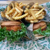 No Chicken Burger (right) and a vegetarian burger with cheese patty (left)   at Bastard Burgers in Malmo
