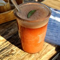 Strawberry juice with basil at Cafe Bohème   in Antigua